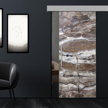 (MARBLE) Glass Sliding Barn Door GSBD-0268