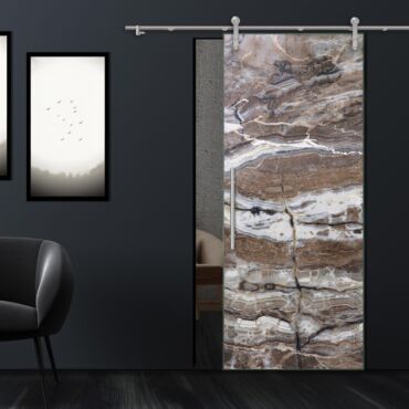 (MARBLE) Glass Sliding Barn Door V1000 MGBD-0301