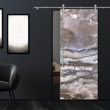 (MARBLE) Glass Sliding Barn Door V1000 MGBD-0301