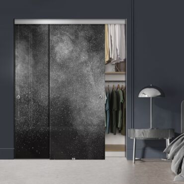 Frameless 2 Leaf Sliding Closet Bypass Digital Printing Glass Door with Hardware CGD - 2130