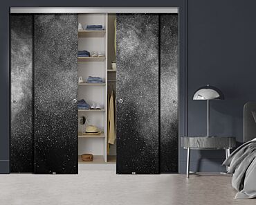 4 Panel Frameless Closet Glass Sliding Bypass Door With Digital Printing FSG4 - 2180