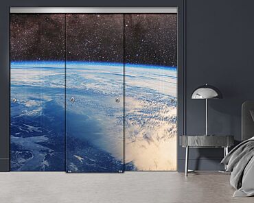 3 Panel Frameless Closet Glass Sliding Digital Printing Bypass Door FSG3-2156