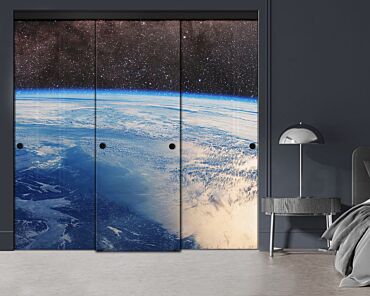 3 Panel Frameless Closet Glass Sliding Digital Printing Bypass Door FSG3-2156