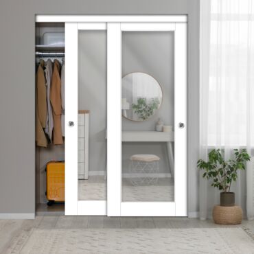 2 Leaf Sliding Closet Barn Door with Mirror Insert MBSD-0291