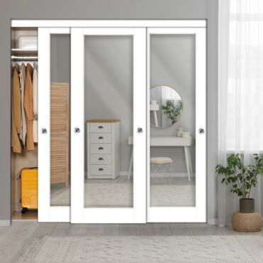 3 Leaf Premium Line Bypass Sliding Closet Door with Mirror Insert SD-0295