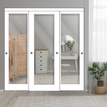 3 Leaf Premium Line Bypass Sliding Closet Door with Mirror Insert SD-0295