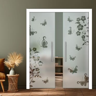 Double Pocket Sliding Glass Door with Frosted Design PSGD-0885