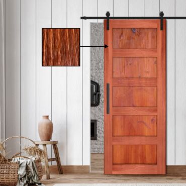 Wire Brushed Pattern Wood Vertical Line Sliding Barn Door WD - 1472