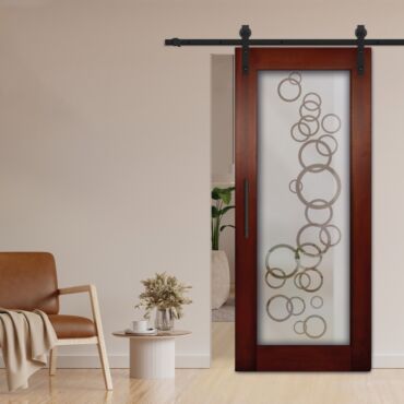 1 Lite Sliding Barn Door with Glass Insert WGD - 1309