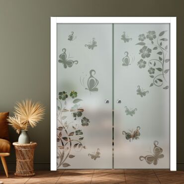 Double Pocket Sliding Glass Door with Frosted Design PSGD-0885