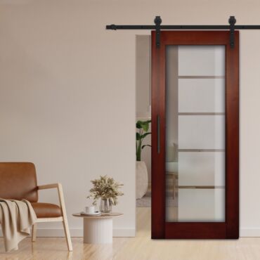 1 Lite Sliding Barn Door with Glass Insert WGD - 1310