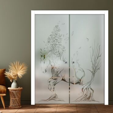 Double Pocket Sliding Glass Door with Frosted Design PSGD-0887