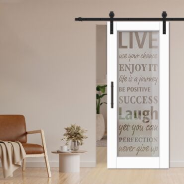 1 Lite Sliding Barn Door with Glass Insert WGD - 1311