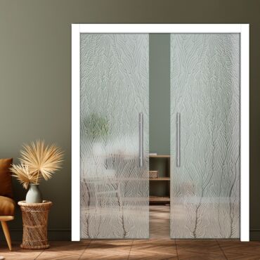 Double Pocket Sliding Glass Door with Frosted Design PSGD-0888