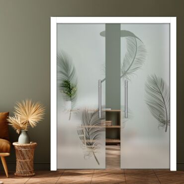 Double Pocket Sliding Glass Door with Frosted Design PSGD-0889