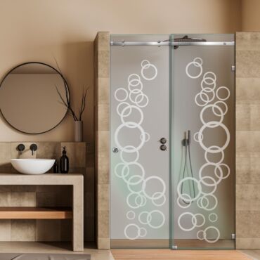 Frameless Sliding Glass Shower Door with Frosted Design FSGS - 0314