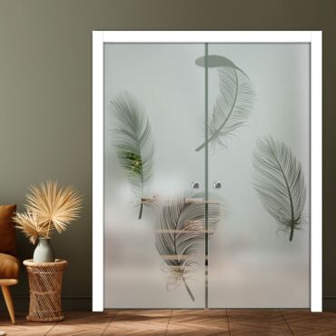 Double Pocket Sliding Glass Door with Frosted Design PSGD-0889