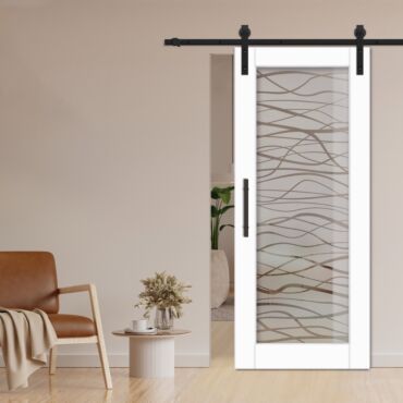 1 Lite Sliding Barn Door with Glass Insert WGD - 1313