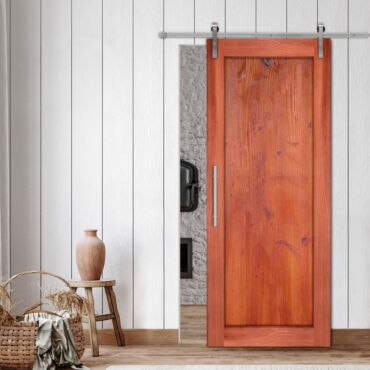 Wire Brushed Pattern Wood Vertical Line Sliding Barn Door WD - 1475