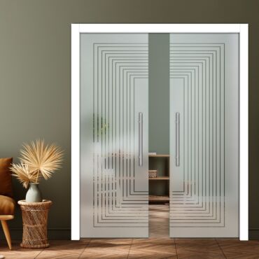 Double Pocket Sliding Glass Door with Frosted Design PSGD-0890