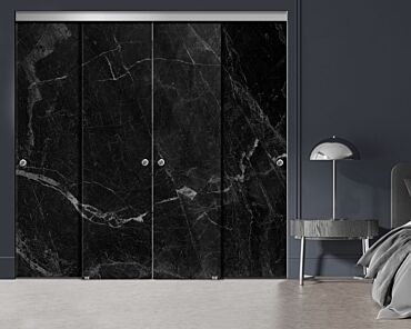 4 Panel Frameless Closet Glass Sliding Bypass Door With Digital Printing FSG4 - 2191