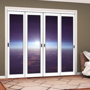 4 Leaf Handcrafted Bypass Sliding Closet Door Digital Printing HSSB- 2070