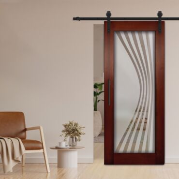 1 Lite Sliding Barn Door with Glass Insert WGD - 1314