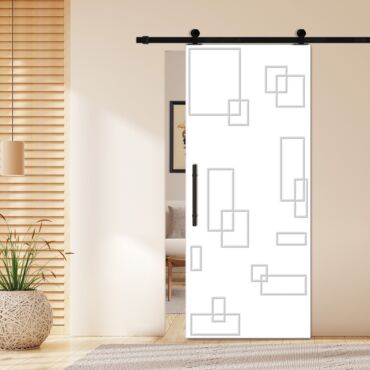 Flush Sliding Barn Door with CNC Engraving CCD-1256