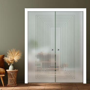 Double Pocket Sliding Glass Door with Frosted Design PSGD-0890