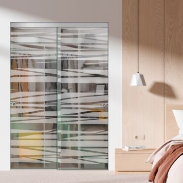 Frameless 2 Leaf Sliding Closet Bypass Glass Door with Hardware CGD - 1514