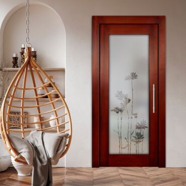 Self-Closing Wood Interior Door with Glass Insert PWGD-1457