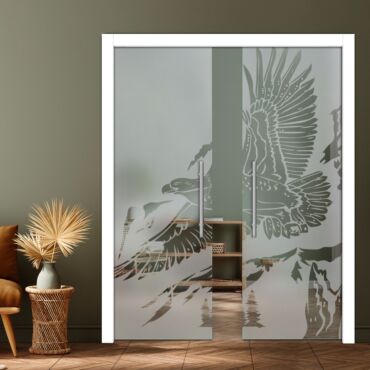 Double Pocket Sliding Glass Door with Frosted Design PSGD-0891