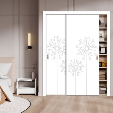 2 Leaf Handcrafted Bypass Sliding Wooden Closet Door HSSB-2030