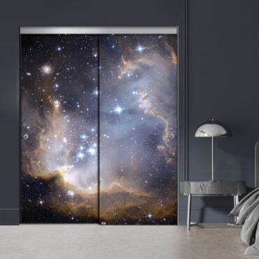 Frameless 2 Leaf Sliding Closet Bypass Digital Printing Glass Door with Hardware CGD - 2142