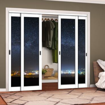 4 Leaf Handcrafted Bypass Sliding Closet Door Digital Printing HSSB- 2071