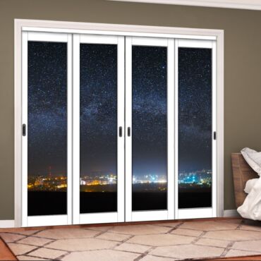 4 Leaf Handcrafted Bypass Sliding Closet Door Digital Printing HSSB- 2071