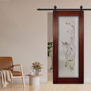 1 Lite Sliding Barn Door with Glass Insert WGD - 1315