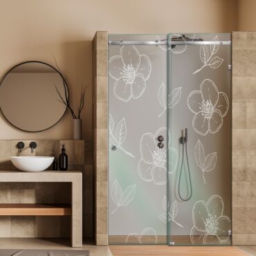 Frameless Sliding Glass Shower Door with Frosted Design FSGS - 0316