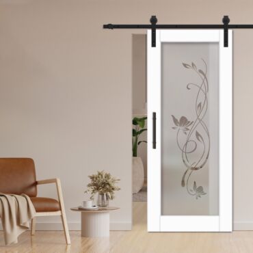 1 Lite Sliding Barn Door with Glass Insert WGD - 1315