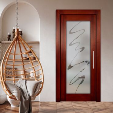 Self-Closing Wood Interior Door with Glass Insert PWGD-1458