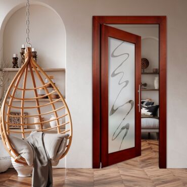 Self-Closing Wood Interior Door with Glass Insert PWGD-1458