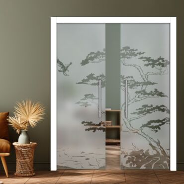 Double Pocket Sliding Glass Door with Frosted Design PSGD-0892