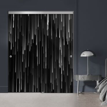 Frameless 2 Leaf Sliding Closet Bypass Digital Printing Glass Door with Hardware CGD - 2143