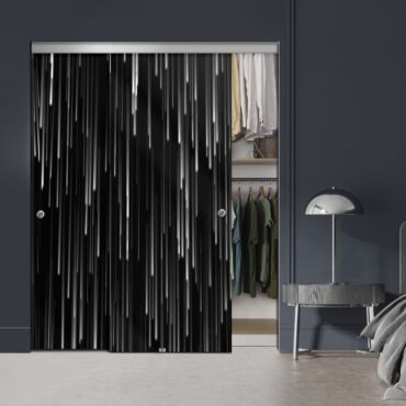 Frameless 2 Leaf Sliding Closet Bypass Digital Printing Glass Door with Hardware CGD - 2143