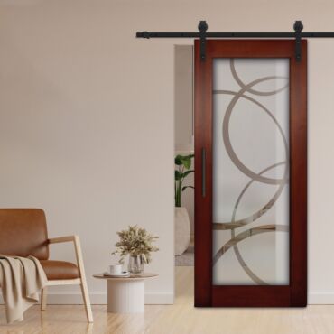 1 Lite Sliding Barn Door with Glass Insert WGD - 1316