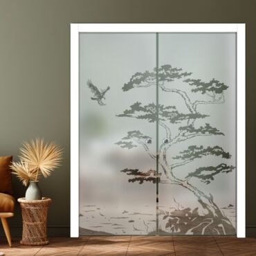 Double Pocket Sliding Glass Door with Frosted Design PSGD-0892