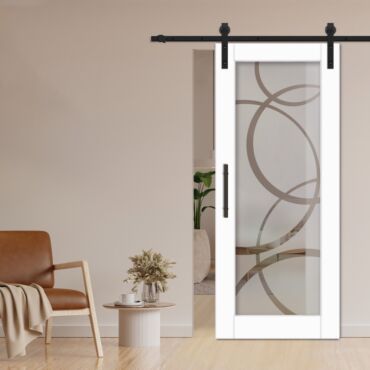 1 Lite Sliding Barn Door with Glass Insert WGD - 1316