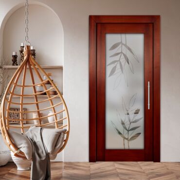 Self-Closing Wood Interior Door with Glass Insert PWGD-1459