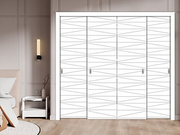 4 Leaf Bypass Sliding Closet Door With Modern Engraved Design 4SCD - 2246