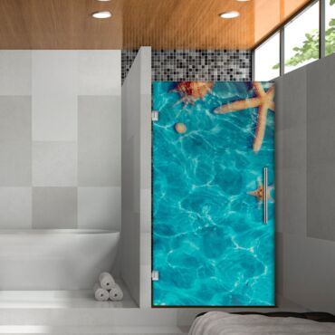 Digital Printing Frameless Glass Shower Door & Starfish Design Dpgd - 0222